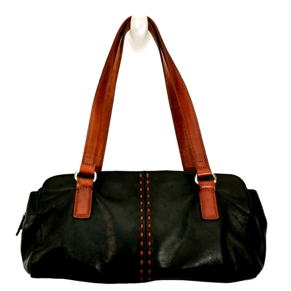 [SOLD] Vintage Fossil Coronado black leather Double Strap shoulder bag